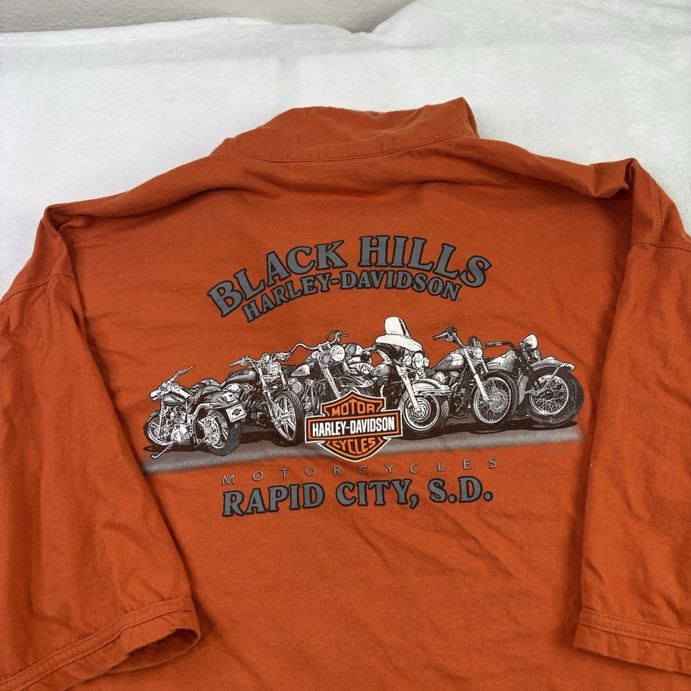 Harley Davidson Black Hills Orange Short Sleeve Graphic Collared Polo Shirt 3XL - Picture 5 of 7